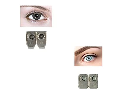 BLACK AND DARK SEA BLUE MD SPARKLE 2 PAIR MONTHLY COLOR CONTACT LENS WITH CASE, LENS HOLDER AND 60 ML SOLUTION (PACK OF 2 PAIR)