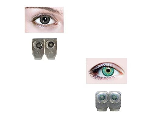 BLACK AND DARK TURQUOISE MD SPARKLE 2 PAIR MONTHLY COLOR CONTACT LENS WITH CASE, LENS HOLDER AND 60 ML SOLUTION (PACK OF 2 PAIR)