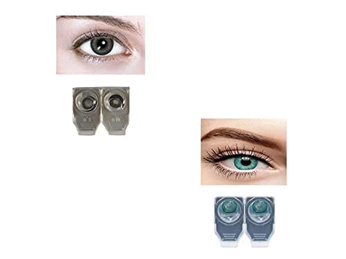 BLACK AND TURQUOISE MD SPARKLE 2 PAIR MONTHLY COLOR CONTACT LENS WITH CASE, LENS HOLDER AND 60 ML SOLUTION (PACK OF 2 PAIR)