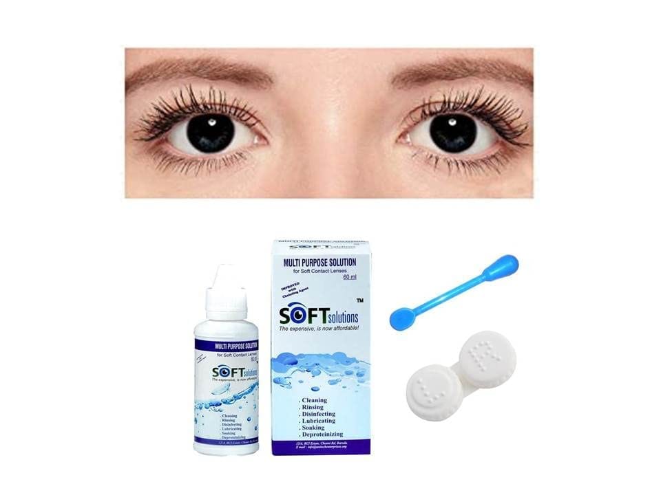 BLACK MD SPARKLE MONTHLY COLOR CONTACT LENS WITH CASE,LENS HOLDER AND 60ML SOLUTION (PACK OF 1 PAIR)