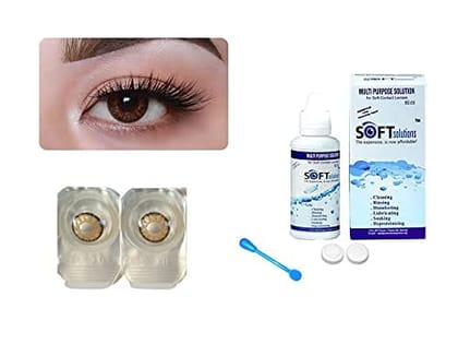 Brown and Dark Brown MD Sparkle 2 Pairs of Monthly Color Contact Lens With Case, Lens Holder and 60 ML Solution