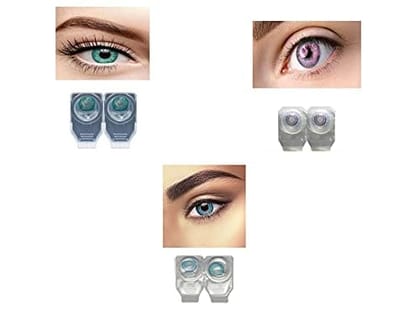 TURQUOISE,VIOLET AND BLUE MD SPARKLE 3 PAIR MONTHLY COLOR CONTACT LENS WITH CASE AND 60ML SOLUTION (PACK OF 3 PAIR)