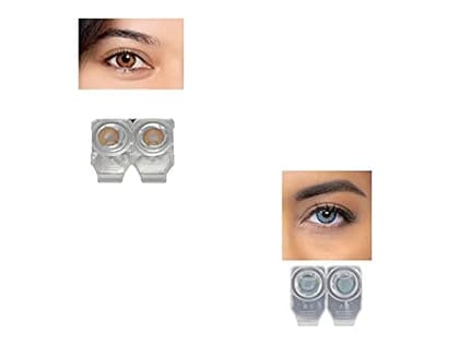 HONEY AND SEA BLUE MD SPARKLE 2 PAIR MONTHLY COLOR CONTACT LENS WITH CASE, LENS HOLDER AND 60 ML SOLUTION (PACK OF 2 PAIR)