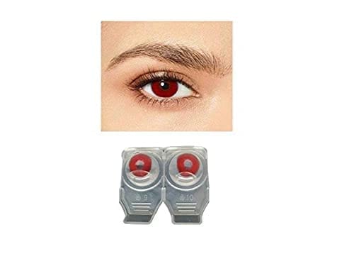 RED AND SEA BLUE MD SPARKLE 2 PAIR MONTHLY COLOR CONTACT LENS WITH CASE, LENS HOLDER AND 60 ML SOLUTION (PACK OF 2 PAIR)