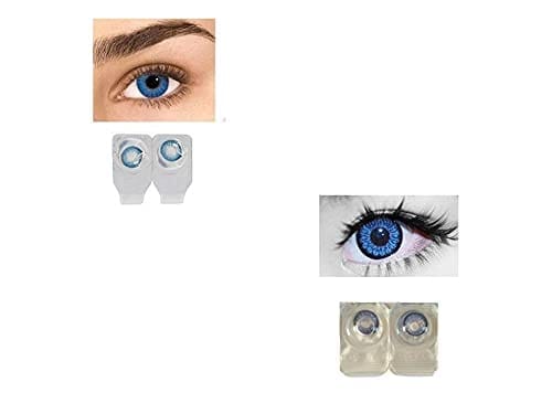 Aqua Blue and Dark Blue MD Sparkle 2 Pairs of Monthly Color Contact Lens With Case, Lens Holder and 60 ML Solution