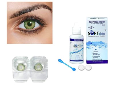 AQUA BLUE AND GREEN MD SPARKLE 2 PAIR MONTHLY COLOR CONTACT LENS WITH CASE, LENS HOLDER AND 60 ML SOLUTION (PACK OF 2 PAIR)
