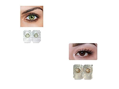 Green and Dark Brown MD Sparkle 2 Pairs of Monthly Color Contact Lens With Case, Lens Holder and 60 ML Solution
