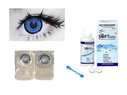 Dark Honey and Dark Blue MD Sparkle 2 Pairs of Monthly Color Contact Lens With Case, Lens Holder and 60 ML Solution
