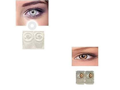 WHITE AND DARK HONEY MD SPARKLE 2 PAIR MONTHLY COLOR CONTACT LENS WITH CASE, LENS HOLDER AND 60 ML SOLUTION (PACK OF 2 PAIR)