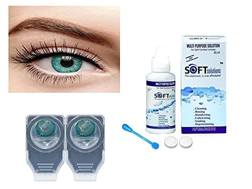 RED AND TURQUOISE MD SPARKLE 2 PAIR MONTHLY COLOR CONTACT LENS WITH CASE, LENS HOLDER AND 60 ML SOLUTION (PACK OF 2 PAIR)