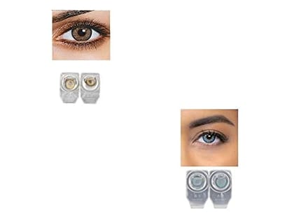 HAZEL AND SEA BLUE MD SPARKLE 2 PAIR MONTHLY COLOR CONTACT LENS WITH CASE, LENS HOLDER AND 60 ML SOLUTION (PACK OF 2 PAIR)