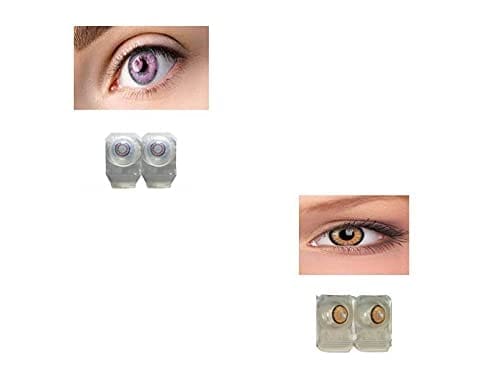 VIOLET AND DARK HONEY MD SPARKLE 2 PAIR MONTHLY COLOR CONTACT LENS WITH CASE, LENS HOLDER AND 60 ML SOLUTION (PACK OF 2 PAIR)