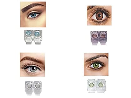 BLUE,BROWN,DARK GRAY AND GREEN MD SPARKLE 4 PAIR MONTHLY COLOR CONTACT LENS WITH CASE AND 60ML SOLUTION (PACK OF 4 PAIR)