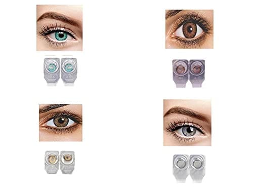 AQUA,BROWN,HAZEL AND DARK GRAY MD SPARKLE 4 PAIR MONTHLY COLOR CONTACT LENS WITH CASE AND 60ML SOLUTION (PACK OF 4 PAIR)