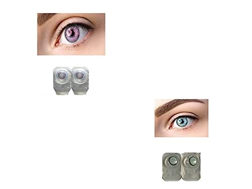 VIOLET AND DARK SEA BLUE MD SPARKLE 2 PAIR MONTHLY COLOR CONTACT LENS WITH CASE, LENS HOLDER AND 60 ML SOLUTION (PACK OF 2 PAIR)