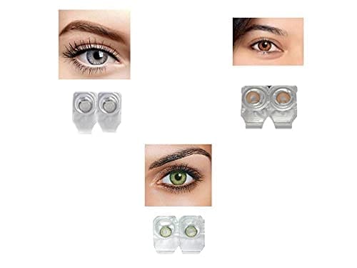 GRAY,HONEY AND GREEN MD SPARKLE 3 PAIR MONTHLY COLOR CONTACT LENS WITH CASE AND 60ML SOLUTION (PACK OF 3 PAIR)