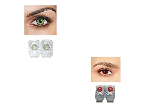 GREEN AND RED MD SPARKLE 2 PAIR MONTHLY COLOR CONTACT LENS WITH CASE, LENS HOLDER AND 60 ML SOLUTION (PACK OF 2 PAIR)
