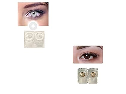 White and Dark Brown MD Sparkle 2 Pairs of Monthly Color Contact Lens With Case, Lens Holder and 60 ML Solution White and Dark Brown MD Sparkle 2 Pairs of Monthly Color Contact Lens With Case, Lens Holder and 60 ML Solution