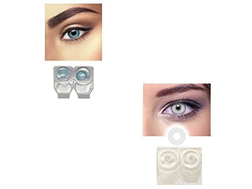 BLUE AND WHITE MD SPARKLE 2 PAIR MONTHLY COLOR CONTACT LENS WITH CASE, LENS HOLDER AND 60 ML SOLUTION (PACK OF 2 PAIR)
