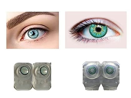DARK SEA BLUE AND DARK TURQUOISE MD SPARKLE 2 PAIR MONTHLY COLOR CONTACT LENS WITH CASE AND 60ML SOLUTION (PACK OF 2 PAIR)