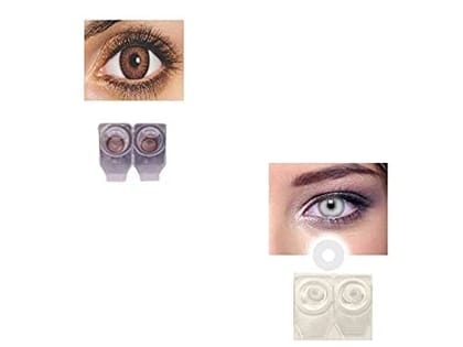 BROWN AND WHITE MD SPARKLE 2 PAIR MONTHLY COLOR CONTACT LENS WITH CASE, LENS HOLDER AND 60 ML SOLUTION (PACK OF 2 PAIR)