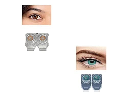 HONEY AND TURQUOISE MD SPARKLE 2 PAIR MONTHLY COLOR CONTACT LENS WITH CASE, LENS HOLDER AND 60 ML SOLUTION (PACK OF 2 PAIR)
