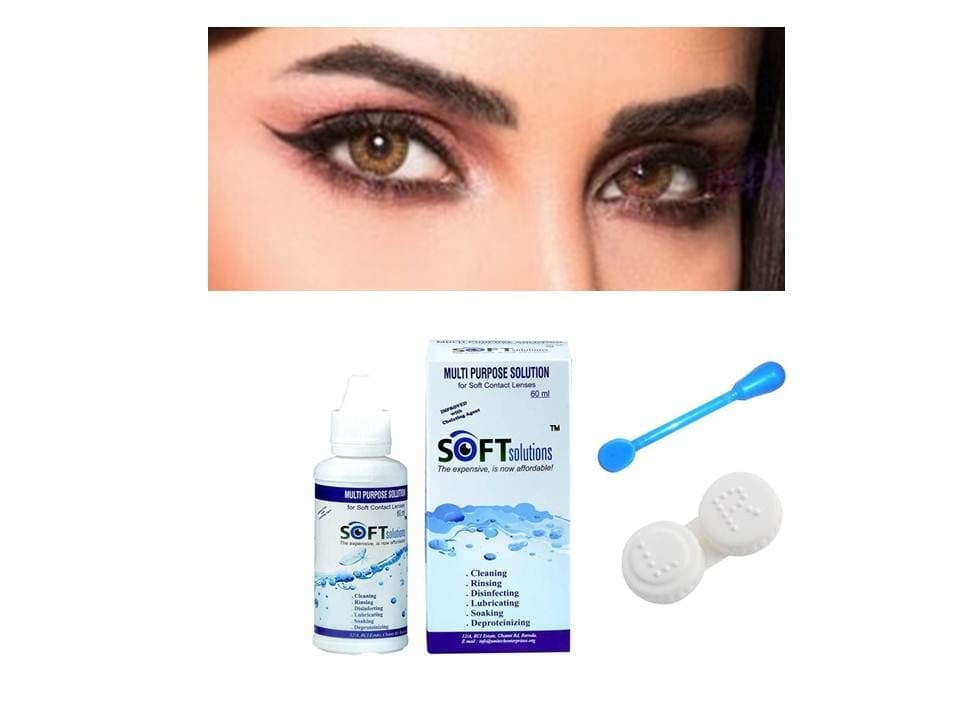 DARK HAZEL MD SPARKLE MONTHLY COLOR CONTACT LENS WITH CASE, LENS HOLDER AND 60ML SOLUTION (PACK OF 1 PAIR)