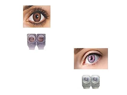 BROWN AND VIOLET MD SPARKLE 2 PAIR MONTHLY COLOR CONTACT LENS WITH CASE, LENS HOLDER AND 60 ML SOLUTION (PACK OF 2 PAIR)