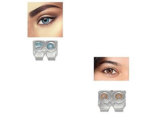 BLUE AND HONEY MD SPARKLE 2 PAIR MONTHLY COLOR CONTACT LENS WITH CASE, LENS HOLDER AND 60 ML SOLUTION (PACK OF 2 PAIR)