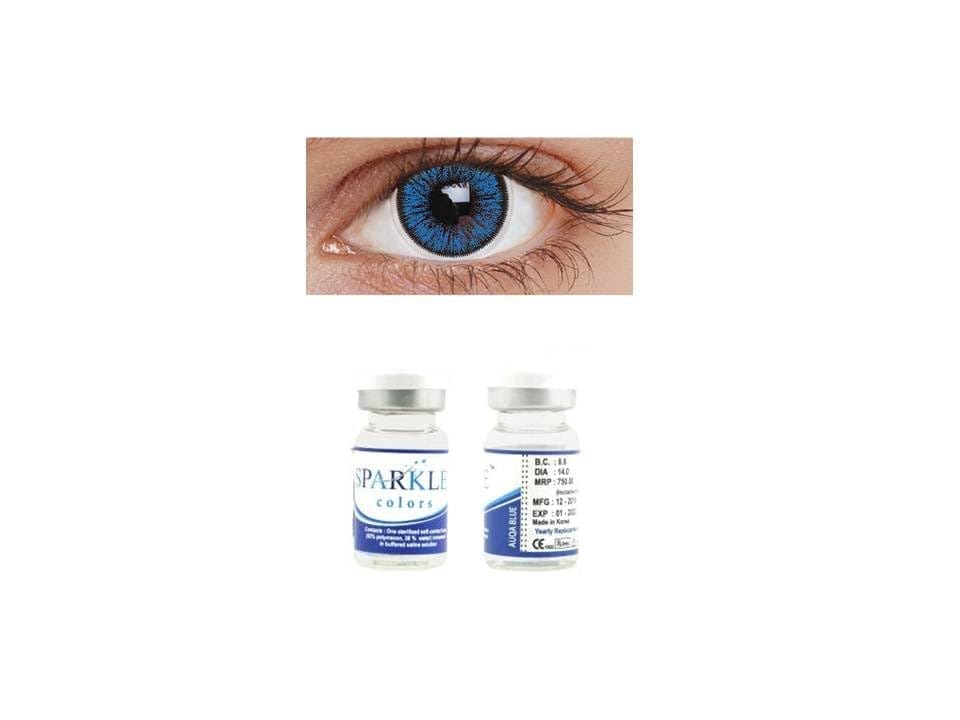 AQUA BLUE MD SPARKLE YEARLY COLOR CONTACT LENS WITH LENS CASE, 80ML SOLUTION AND LENS HOLDER (PACK OF 2 LENS)