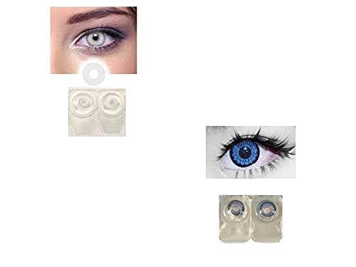 White and Dark Blue MD Sparkle 2 Pairs of Monthly Color Contact Lens With Case, Lens Holder and 60 ML Solution