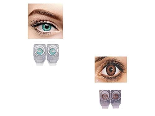 AQUA AND BROWN MD SPARKLE 2 PAIR MONTHLY COLOR CONTACT LENS WITH CASE, LENS HOLDER AND 60 ML SOLUTION (PACK OF 2 PAIR)