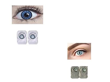 AQUA AND DARK SEA BLUE MD SPARKLE 2 PAIR MONTHLY COLOR CONTACT LENS WITH CASE, LENS HOLDER AND 60 ML SOLUTION (PACK OF 2 PAIR)