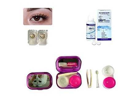 Dark Brown MD Sparkle 1 Pair of Monthly Color Contact Lens With Travel Kit Contact Lens Case Box With Mirror, Tweezers, Contact Lens Holder and 60 ML Solution Dark Brown MD Sparkle 1 Pair of Monthly Color Contact Lens With Travel Kit Contact Lens Case Box With Mirror, Tweezers, Contact Lens Holder and 60 ML Solution