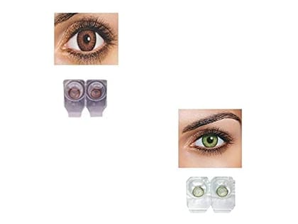 BROWN AND GREEN MD SPARKLE 2 PAIR MONTHLY COLOR CONTACT LENS WITH CASE, LENS HOLDER AND 60 ML SOLUTION (PACK OF 2 PAIR)