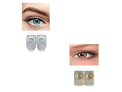 AQUA AND DARK HONEY MD SPARKLE 2 PAIR MONTHLY COLOR CONTACT LENS WITH CASE, LENS HOLDER AND 60 ML SOLUTION (PACK OF 2 PAIR)
