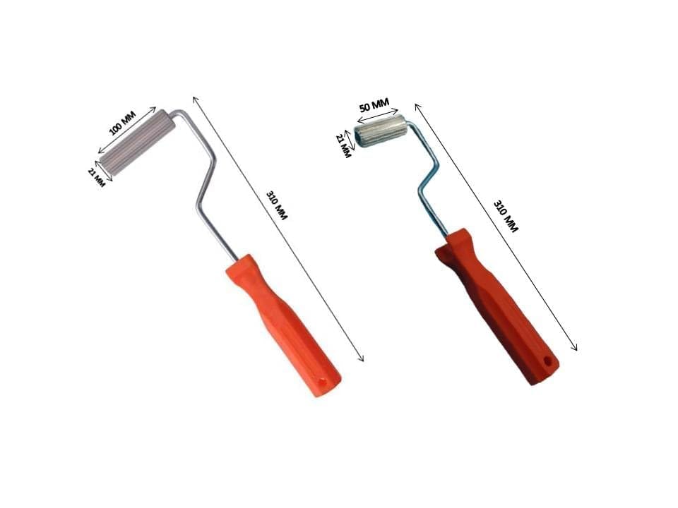 MD Fiberglass Roller Tool, Aluminum Alloy FRP Bubble Paddle Laminating Roller for FRP Resin Work (Pack of Two Size 21 x 50 mm & 21 x 100 mm)