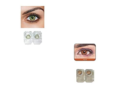 Green and Dark Hazel MD Sparkle 2 Pairs of Monthly Color Contact Lens With Case, Lens Holder and 60 ML Solution