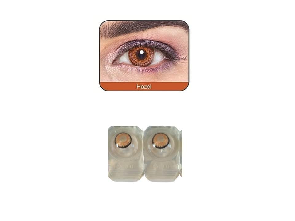 Hazel and Dark Hazel MD Sparkle 2 Pairs of Monthly Color Contact Lens With Case, Lens Holder and 60 ML Solution