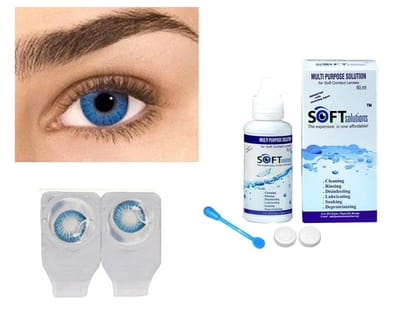 AQUA AND AQUA BLUE MD SPARKLE 2 PAIR MONTHLY COLOR CONTACT LENS WITH CASE, LENS HOLDER AND 60 ML SOLUTION (PACK OF 2 PAIR)