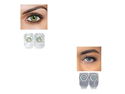 GREEN AND SEA BLUE MD SPARKLE 2 PAIR MONTHLY COLOR CONTACT LENS WITH CASE, LENS HOLDER AND 60 ML SOLUTION (PACK OF 2 PAIR)