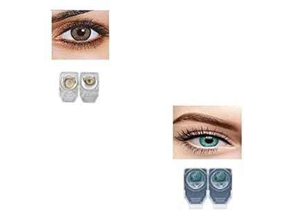 HAZEL AND TURQUOISE MD SPARKLE 2 PAIR MONTHLY COLOR CONTACT LENS WITH CASE, LENS HOLDER AND 60 ML SOLUTION (PACK OF 2 PAIR)