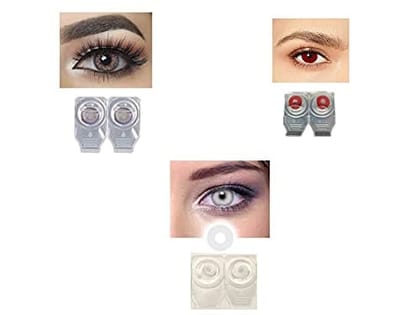 Amethyst, Red and White MD Sparkle 3 Pairs of Monthly Color Contact Lens With Case, Lens Holder and 60 ML Solution