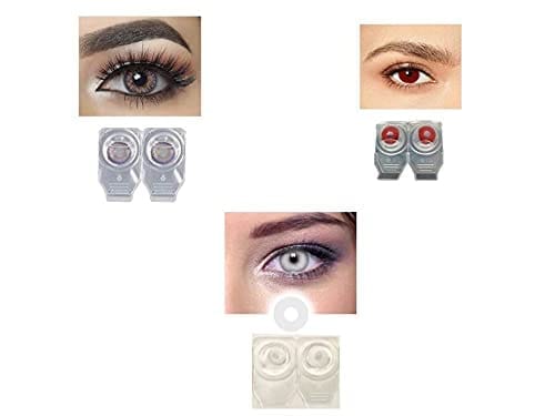 Amethyst, Red and White MD Sparkle 3 Pairs of Monthly Color Contact Lens With Case, Lens Holder and 60 ML Solution