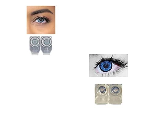 Sea Blue and Dark Blue MD Sparkle 2 Pairs of Monthly Color Contact Lens With Case, Lens Holder and 60 ML Solution