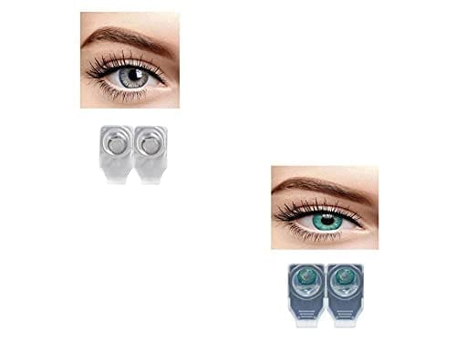 DARK GRAY AND DARK TURQUOISE MD SPARKLE 2 PAIR MONTHLY COLOR CONTACT LENS WITH CASE, LENS HOLDER AND 60 ML SOLUTION (PACK OF 2 PAIR)