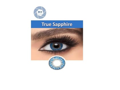 MD SPARKLE QUARTERLY TRUE SAPPHIRE COLOR CONTACT LENS WITH CASE AND 80ML SOLUTION (PACK OF 1 PAIR)