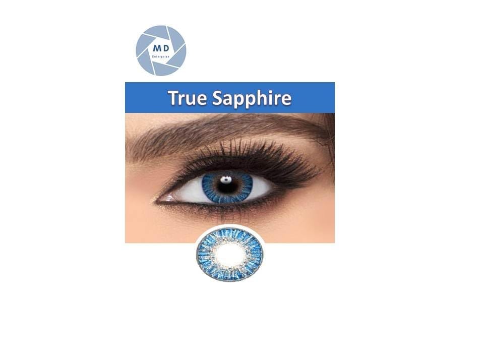 MD SPARKLE QUARTERLY TRUE SAPPHIRE COLOR CONTACT LENS WITH CASE AND 80ML SOLUTION (PACK OF 1 PAIR)