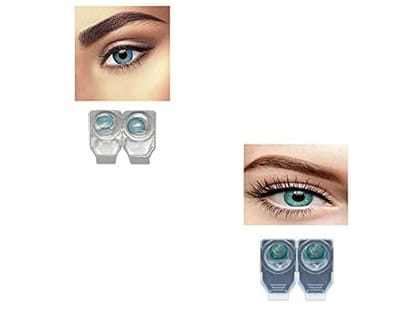 BLUE AND TURQUOISE MD SPARKLE 2 PAIR MONTHLY COLOR CONTACT LENS WITH CASE, LENS HOLDER AND 60 ML SOLUTION (PACK OF 2 PAIR)