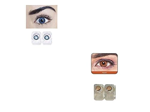 Dark Aqua Blue and Dark Hazel MD Sparkle 2 Pairs of Monthly Color Contact Lens With Case, Lens Holder and 60 ML Solution